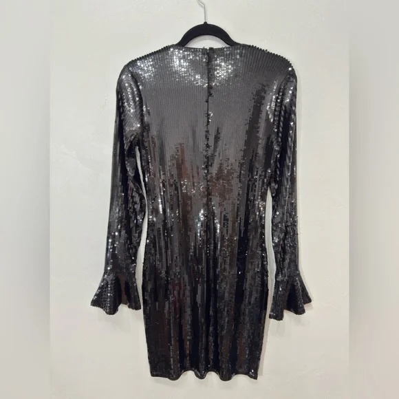 MICHAEL Michael Kors Black Sequin Long Sleeve Mini Dress, S - Picture 5 of 5